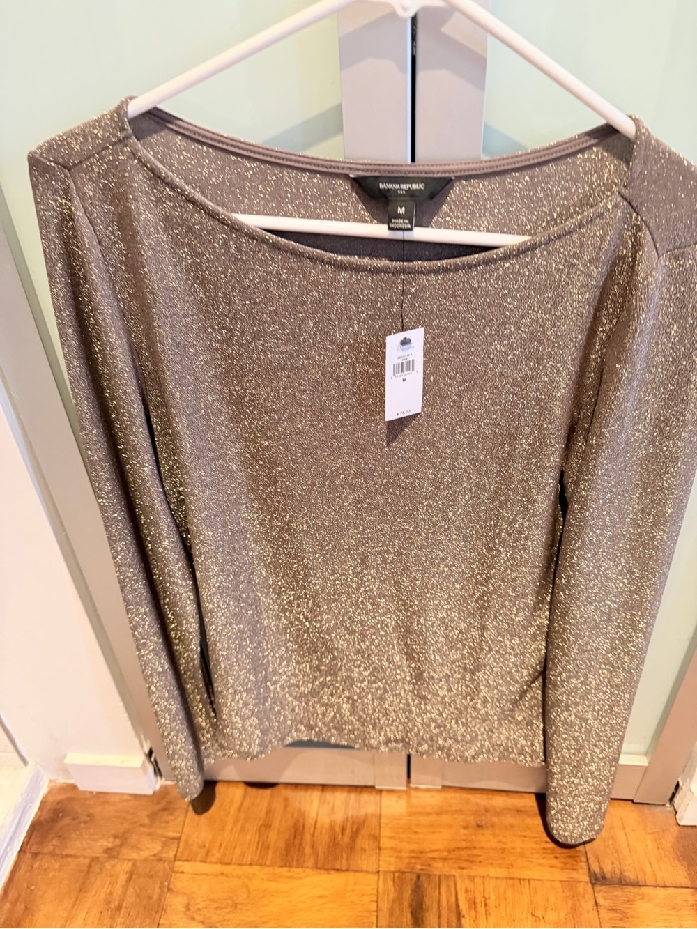 Banana Republic Factory Metallic Gold Sparkle Long-Sleeve Top